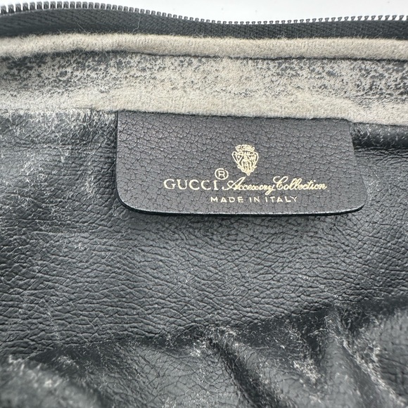 Vintage Gucci GG Monogram Black Crossbody Bag with Web Stripe & Gold Hardware - Picture 14 of 16